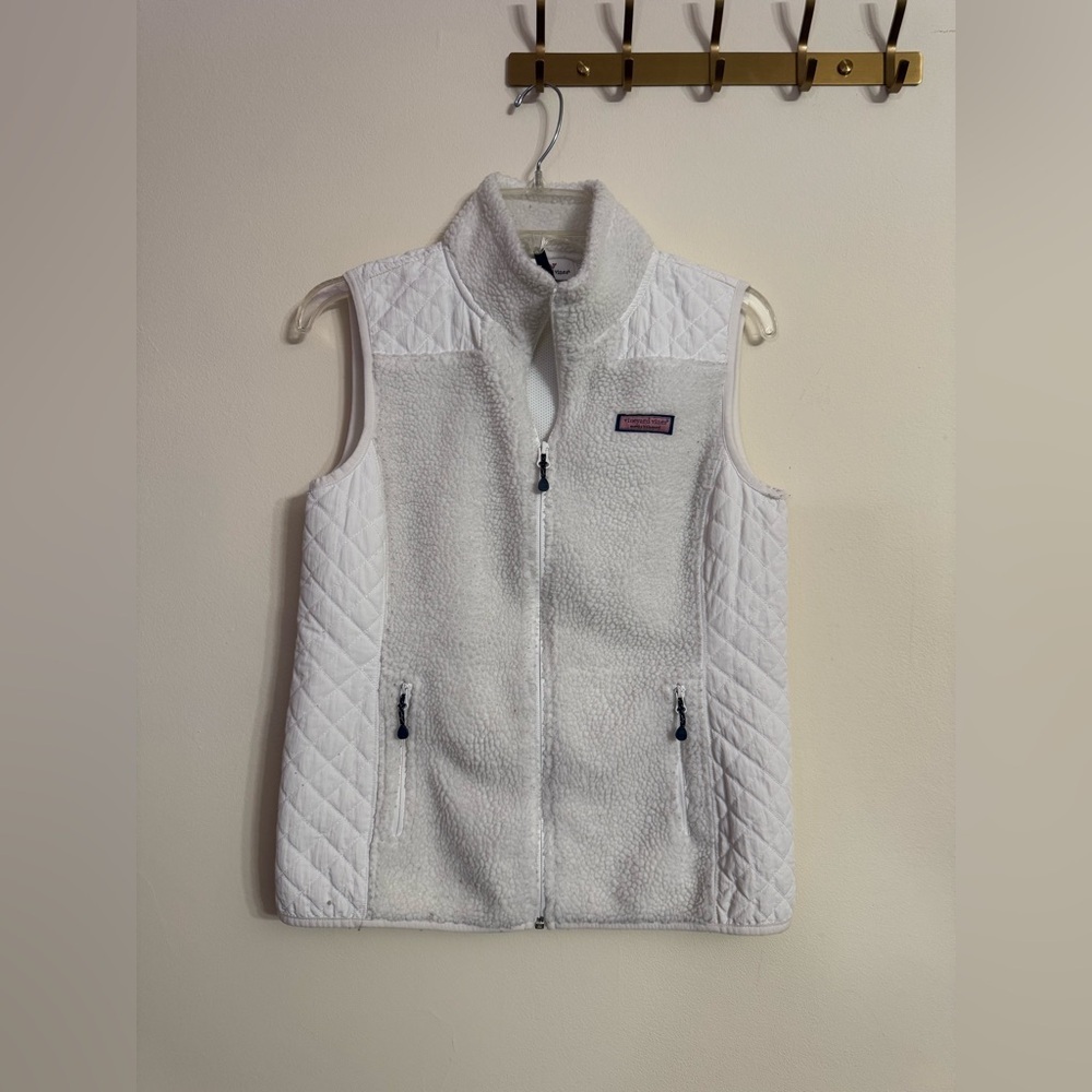 Vineyard Vines Cream White Quilted Sherpa Vest Women’s Small S